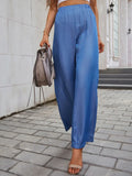 Smocked Waist Long Straight Pants