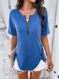 Half Zip Half Sleeve T-Shirt