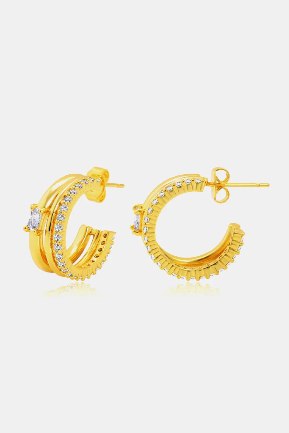 Rhinestone C-Hoop Earrings