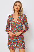 Floral Tied Long Sleeve Plunge Dress