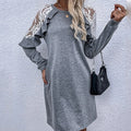 Lace and Ruffle Trim Petal Sleeve Dress