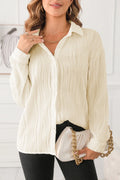 Textured Collared Neck Long Sleeve Shirt