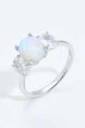 Natural Moonstone and Zircon Ring