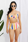Marina West Swim Take A Dip Twist High-Rise Bikini in Stripe