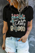 Letter Graphic Round Neck Tee Shirt