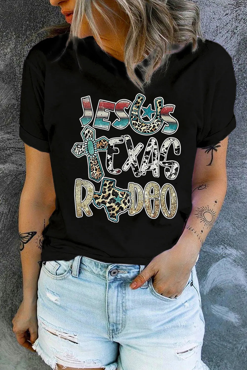 Letter Graphic Round Neck Tee Shirt