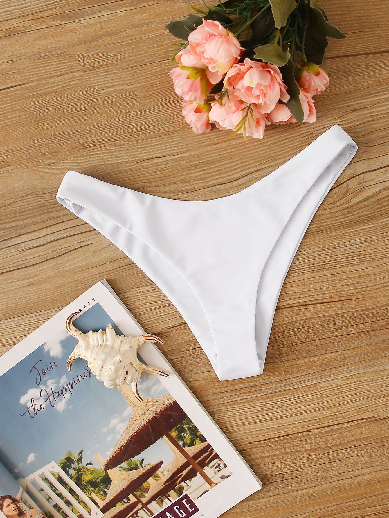Swim Summer Beach Solid High Cut Bikini Panty