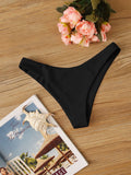 Swim Summer Beach Solid High Cut Bikini Panty