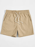 Men Slant Pocket Drawstring Waist Solid Shorts Baggy Sweat Daddy Going Out Basic Husband