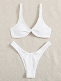Swim Summer Beach Twist Detail High Cut Bikini Set