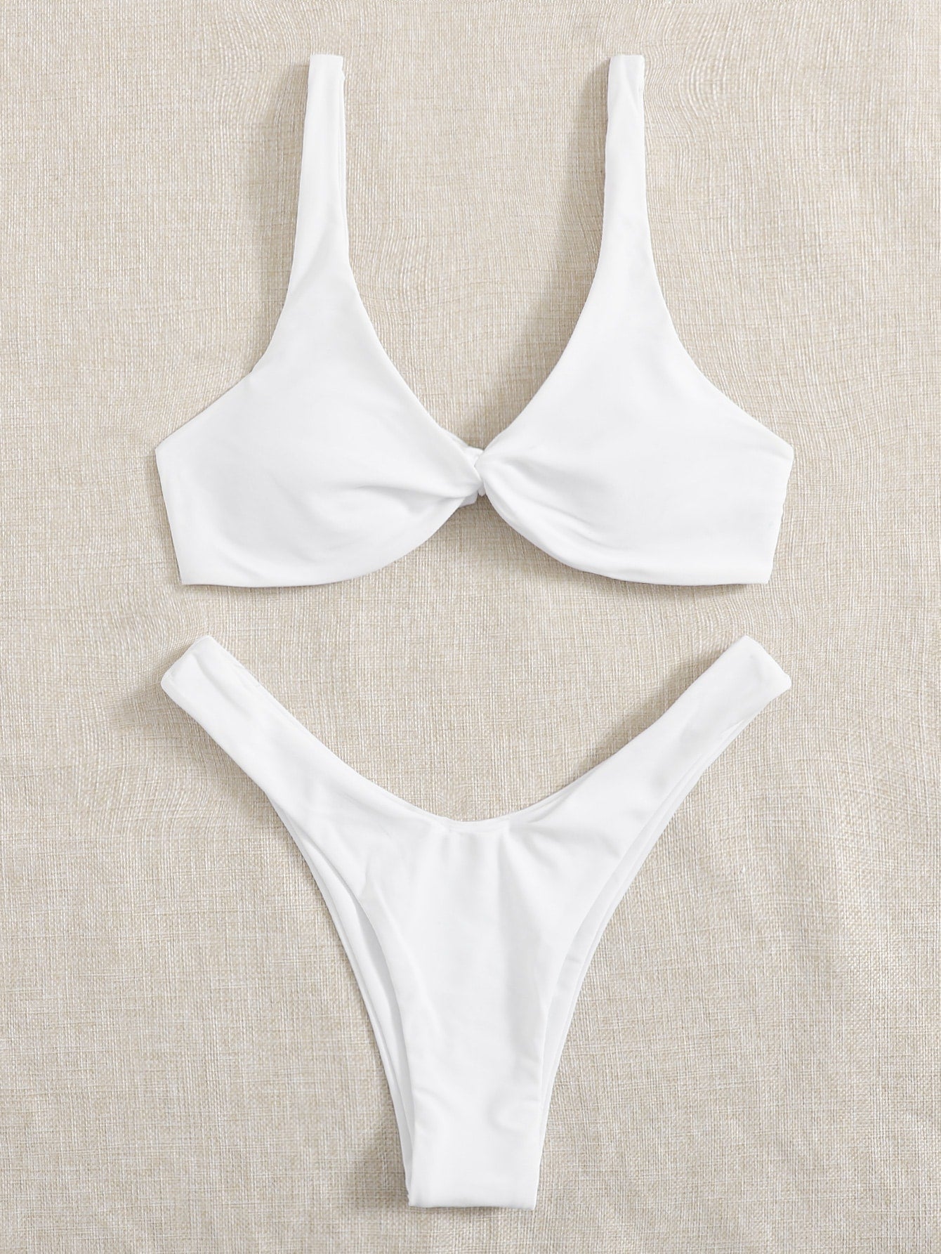 Swim Summer Beach Twist Detail High Cut Bikini Set