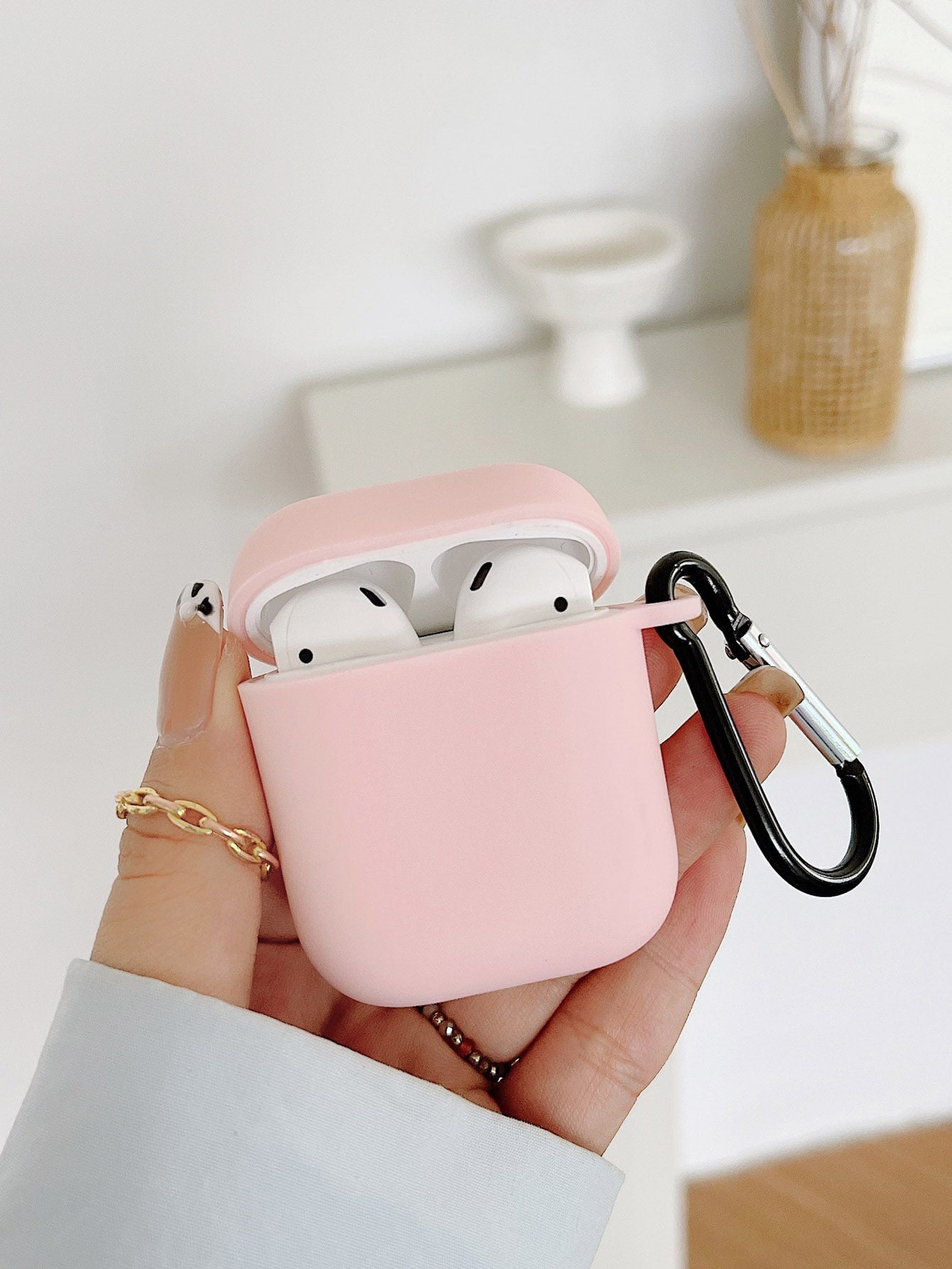 Light Pink AirPods Case Cover Soft TPU Protective Cover Compatible With Apple AirPods 1/2 AirPods Pro