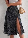 Ditsy Floral Print Split Thigh Skirt