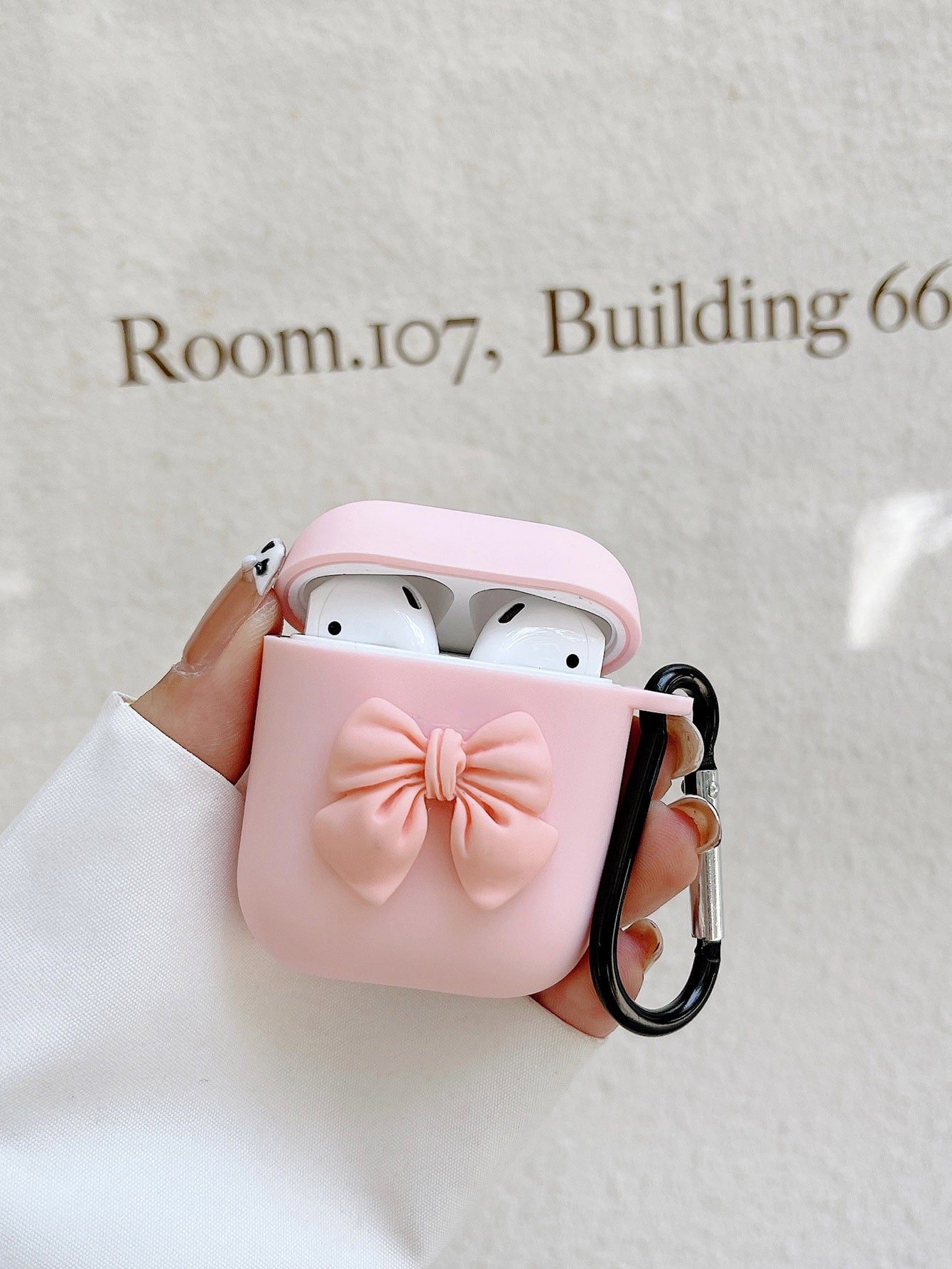 Pink Bow Decor Case Compatible With Airpods Kawaii