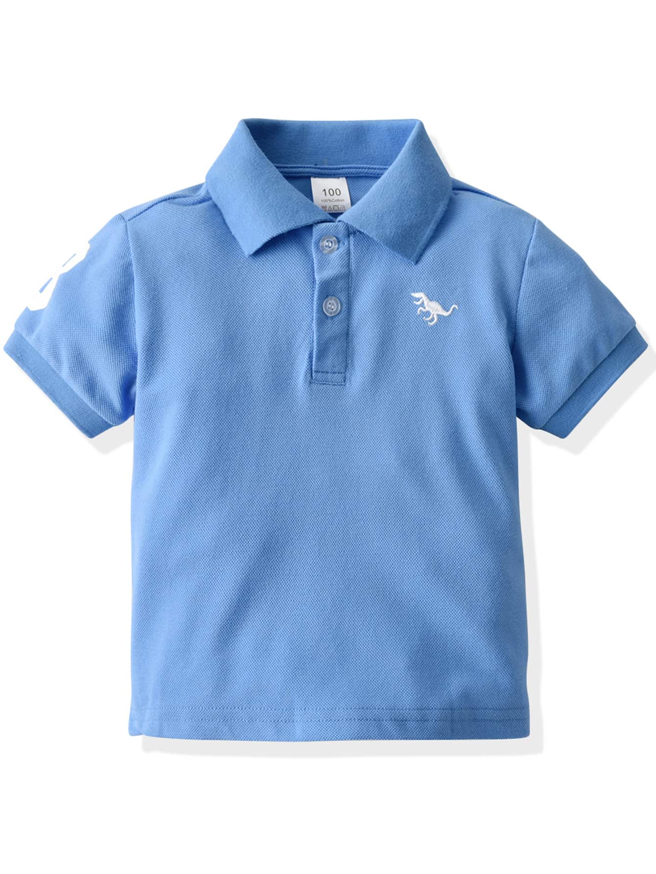 Young Boy Dinosaur Embroidery Polo Shirt