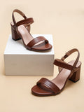 Women Minimalist Chunky Heeled Ankle Strap Sandals, Elegant Summer Heeled Sandals