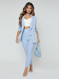 Shawl Neck Open Front Blazer & Pants Suit