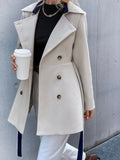 Double Breasted Lapel Neck Belted Overcoat