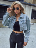 Frenchy Crop Raw Hem Denim Jacket