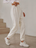 Elastic Waist Solid Teddy Pants