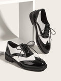 Two Tone Scallop Detail Lace-up Front Oxfords