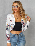 Floral Print Open Front Crop Blazer