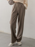 Solid Plicated Detail Suit Pants
