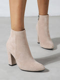 Beige Ankle Boots For Women, Fashion Short Boots, Block Heels Winter Boots, Extreme High Heeled Boots