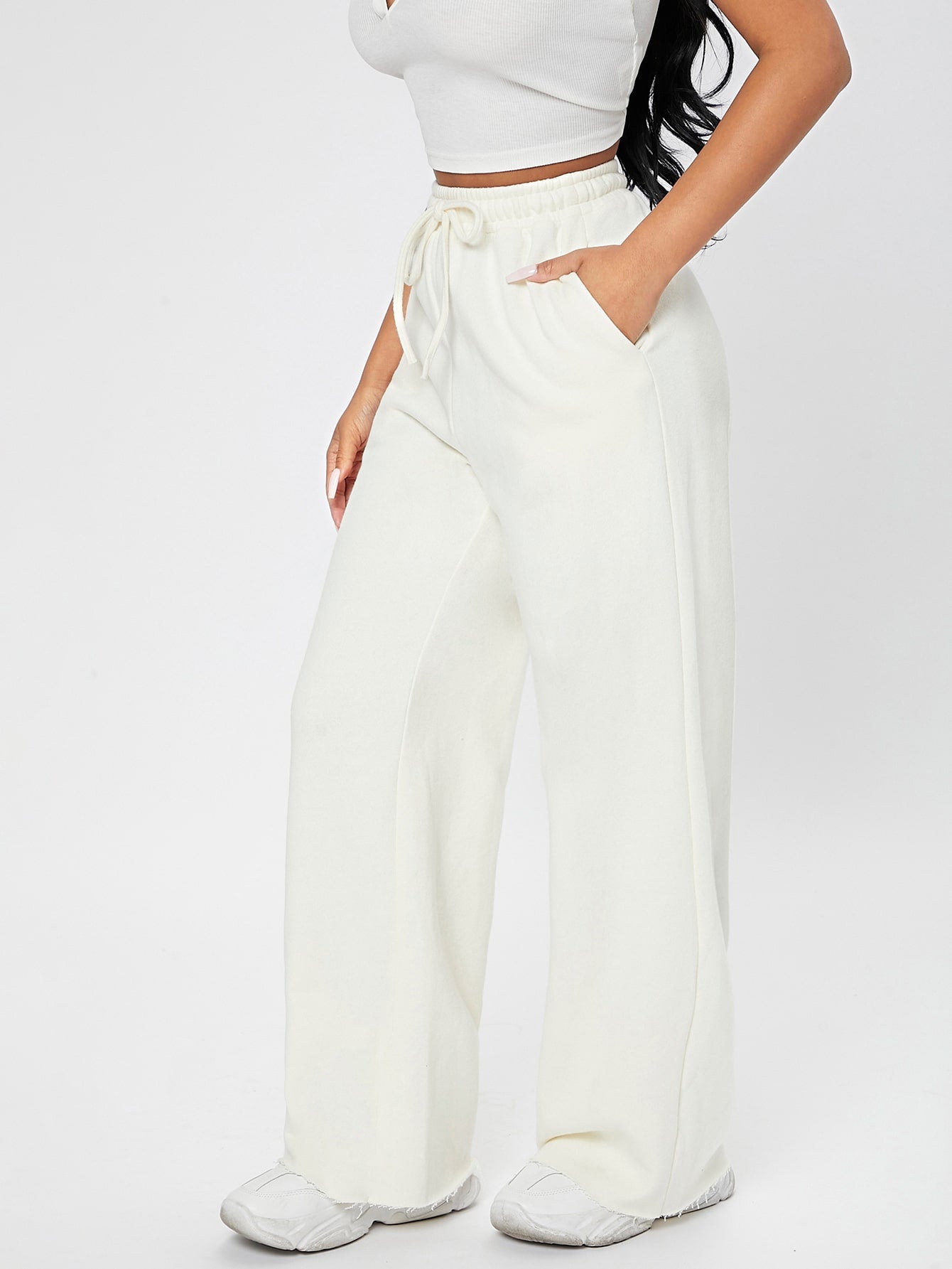 Drawstring Waist Slant Pocket Spring Clothes Sweatpants