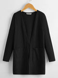 Tween Girl Open Front Patch Pocket Rib-Knit Coat