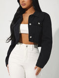 Flap Pocket Raw Hem Denim Jacket