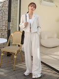 Solid Button Front Blazer & Pants