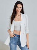 Shawl Collar Gathered Sleeve Flap Detail Blazer Workwear