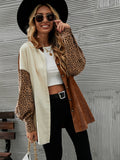 Cut And Sew Leopard Corduroy Coat
