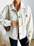 Frenchy Flap Pocket Drop Shoulder Corduroy Jacket