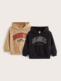 Young Boy 2pcs Letter Graphic Hoodie