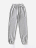Spring Solid Elastic Waist Sweatpants