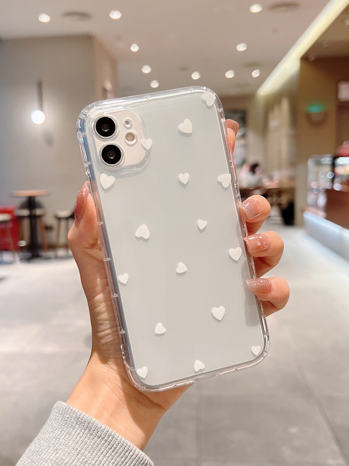 Tpu Heart Anti-Fall Phone Case Compatible With IPhone 15 Pro Max/14 Plus/13 Pro Max/12/11/7g/7p/Ix/Xr/Xs Max Kawaii