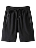 Loose Men's Drawstring Waist Shorts With Zippered Pockets