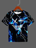 Tween Boys Extended Size Glow-In-The-Dark Pattern Casual Short Sleeve T-Shirt