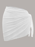 Swim Summer Beach Plain Knot Side Beach Skirt
