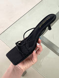 Women Knot Decor Stiletto Heeled Mule Sandals, Fashion Summer Heeled Sandals