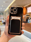 Contrast Frame Phone Case With Card Slot