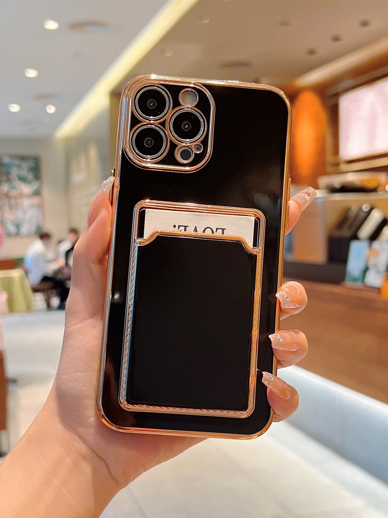 Contrast Frame Phone Case With Card Slot