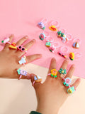 20pcs Girls Flower Decor Ring