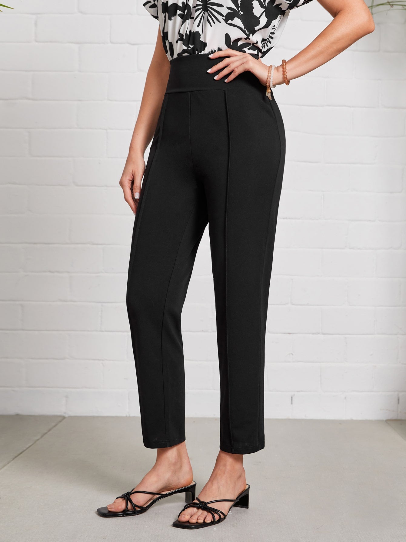 High Waist Press Crease Tailored Pants