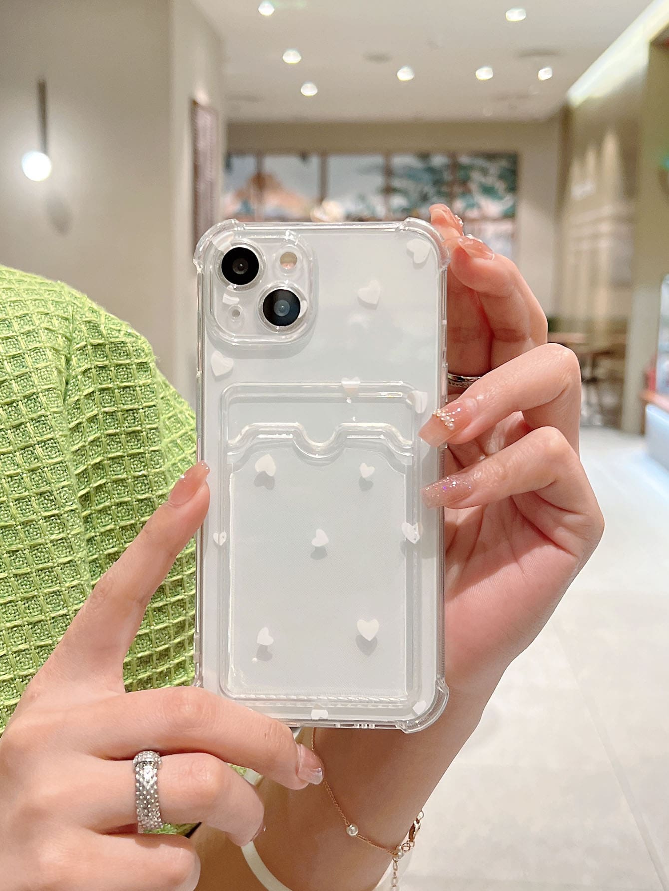 Tpu Heart Anti-Fall Phone Case Compatible With IPhone 15 Pro Max/14 Plus/13 Pro Max/12/11/7g/7p/Ix/Xr/Xs Max Kawaii