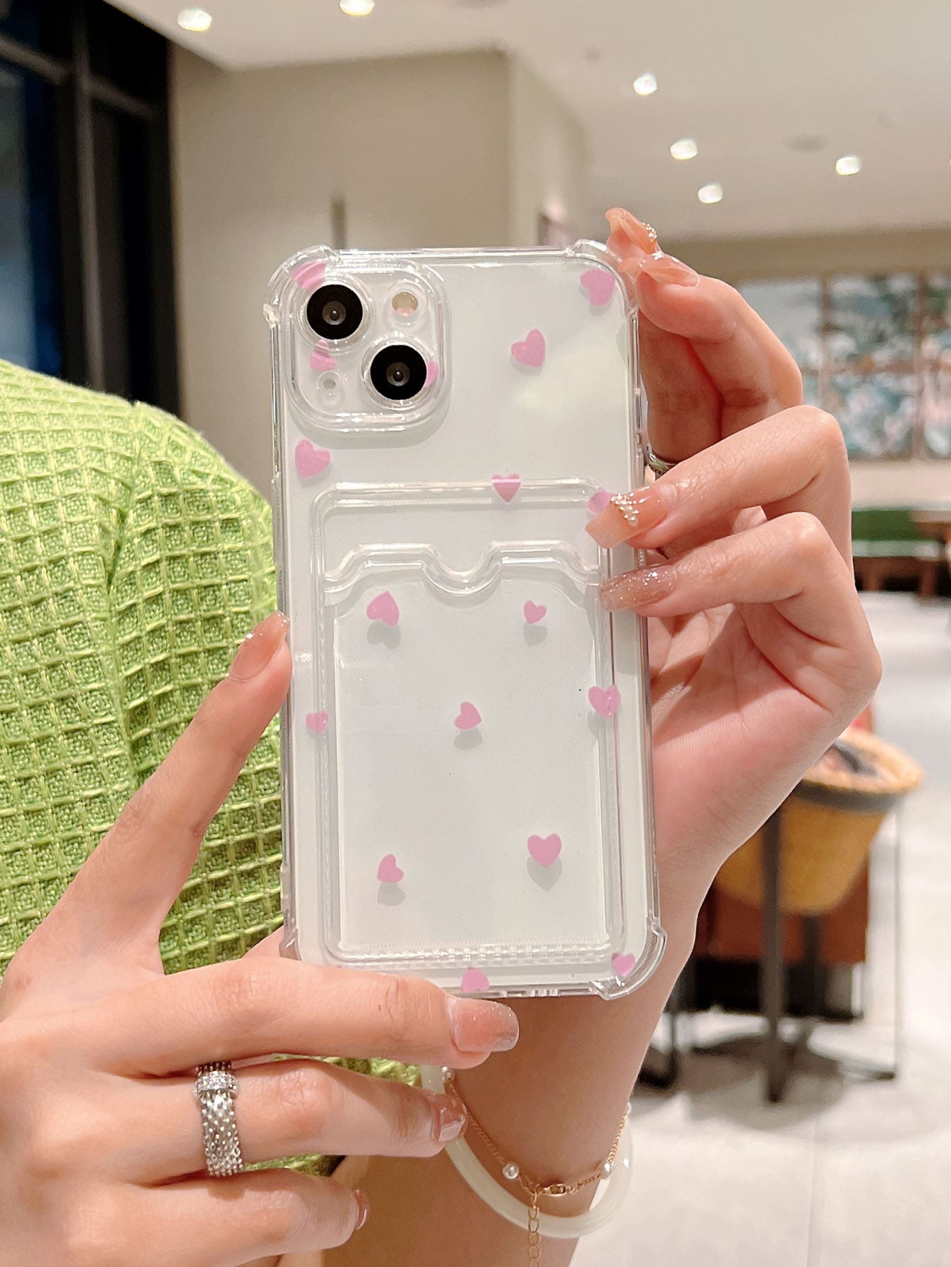 Tpu Heart Anti-Fall Phone Case Compatible With IPhone 15 Pro Max/14 Plus/13 Pro Max/12/11/7g/7p/Ix/Xr/Xs Max Kawaii
