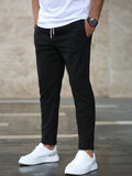 Men Slant Pocket Drawstring Waist Pants