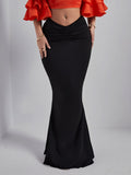 Spring And Summer 's Skirt With Ruffled Front Mermaid Hem